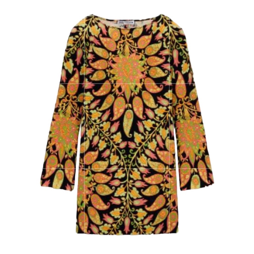 Zara Retro Paisley Printed Mini Dress - Picture 2 of 7